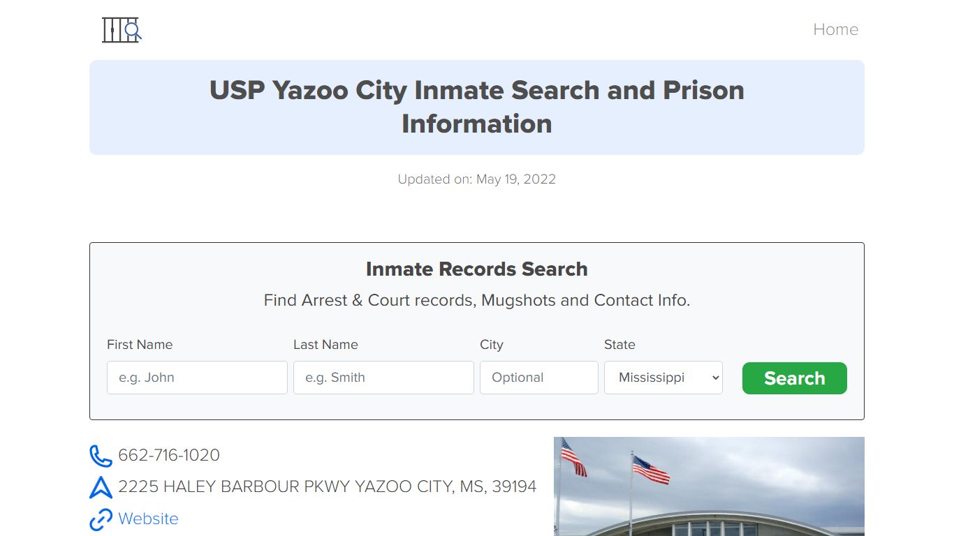 USP Yazoo City Inmate Search, Visitation, Phone no ...